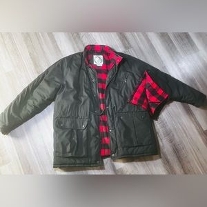 Vtg Appalachian Trail Jacket Check Lined Hunting Fishing Removable Hoodie XL